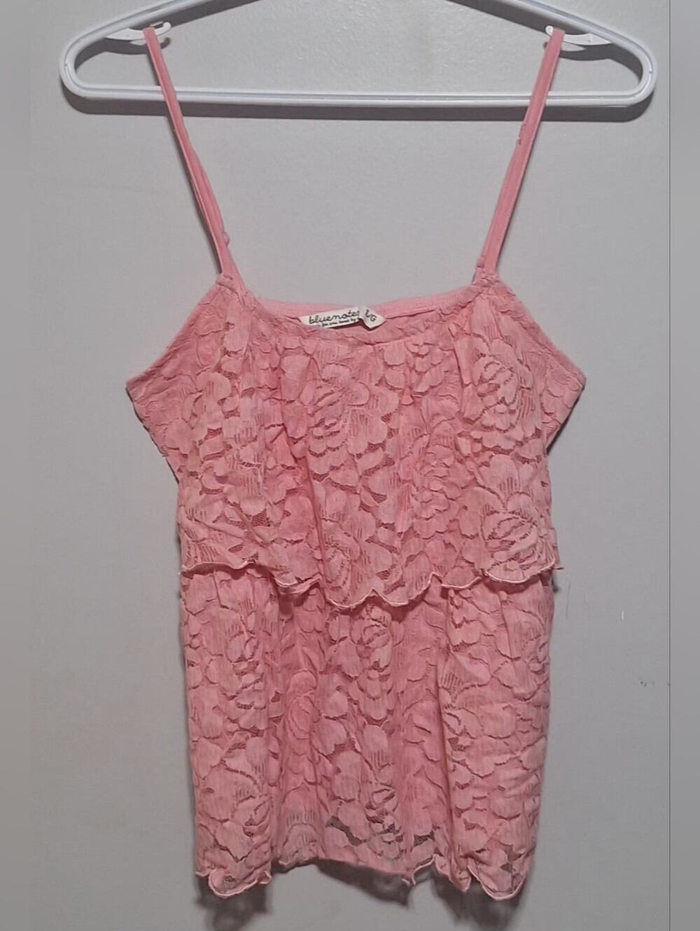Lrg Pink Lace Spaghetti Strap Tank Top